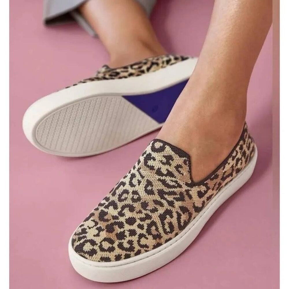 Rothy's slip on sneakers Desert Cat Leopard print washable Women's size 10